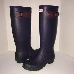 Hunter Tall Matte contrast Rainboots navy green